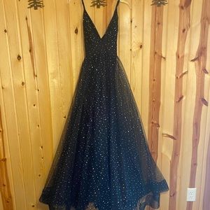Windsor Black and sparkly Iridescent floor length prom dress
